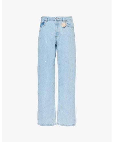 Fiorucci Rivet Straight-leg Mid-rise Organic-cotton Stretch-denim Jeans - Blue