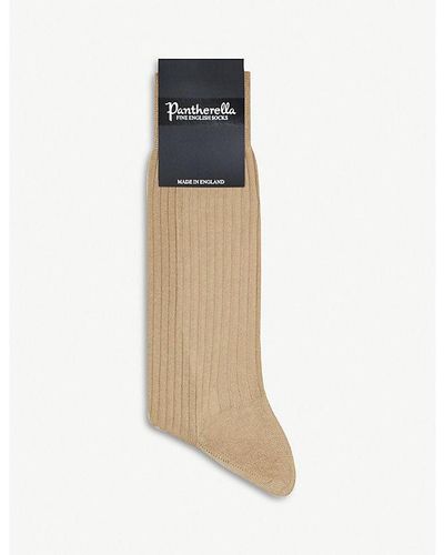 Pantherella Short Ribbed Cotton Socks - White