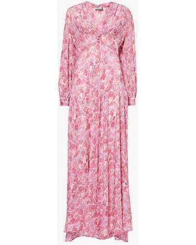 RIXO London Emory Floral-print Silk Maxi Dress - Pink