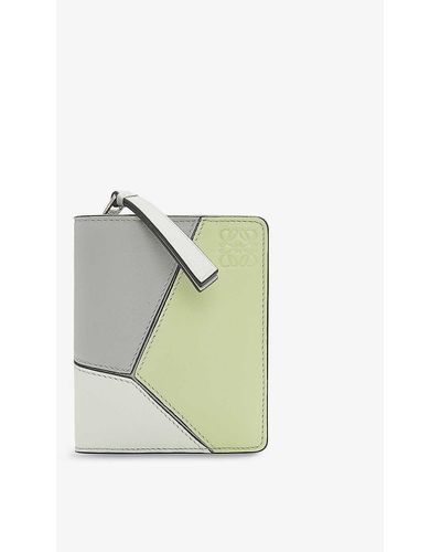 Loewe Puzzle Compact Leather Zip Wallet - Green