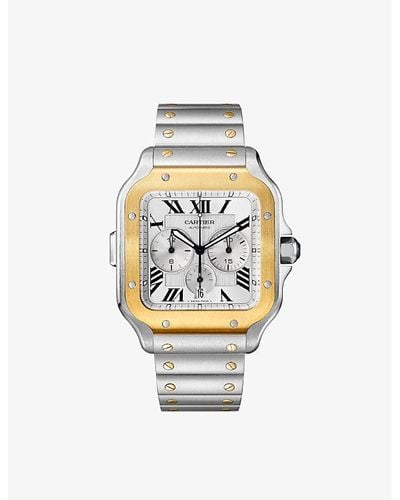 Cartier Crw2sa0008 Santos De Stainless Steel Chronograph Watch With Interchangeable Straps - White