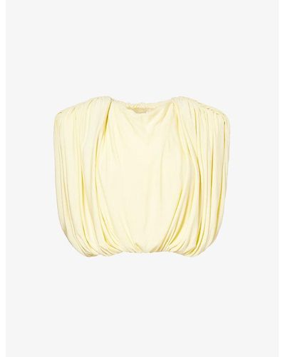 Christopher Esber Monstera Gathered Cropped Woven Top - Multicolour