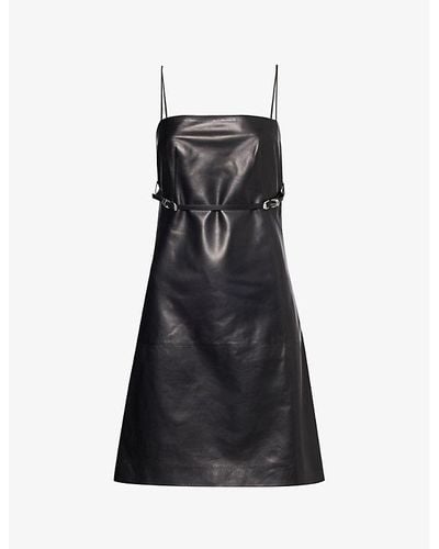 Givenchy Sweetheart-neckline Slim-fit Leather Mini Dress - Black