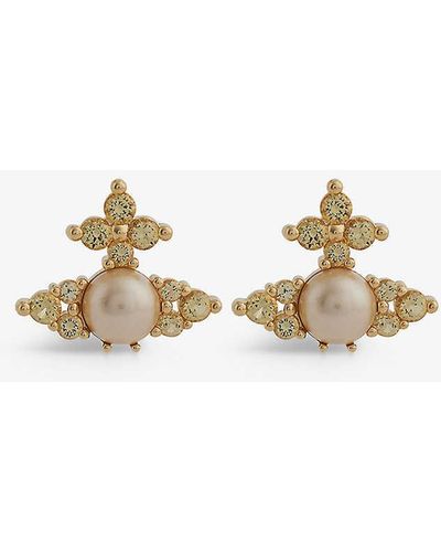 Vivienne Westwood Feodora Brass And Faux-pearl Earrings - Metallic