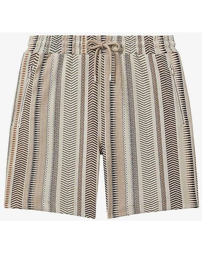 Reiss River Abstract-pattern Stretch-woven Shorts - White