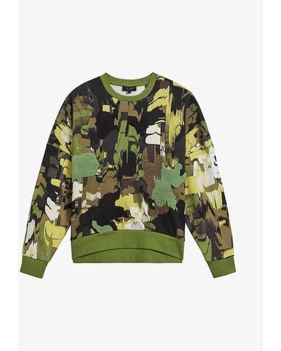 Ted Baker Hensely Camouflage-print Cotton Jumper - Green