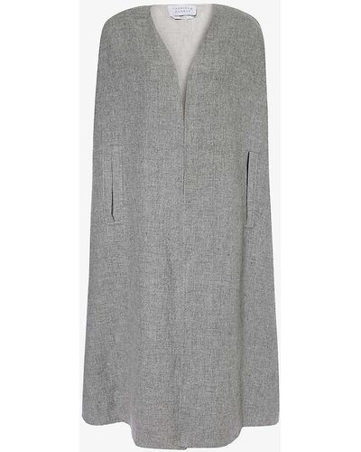 Gabriela Hearst Lindlow Side-pocket Cashmere And Linen-blend Cape - Grey