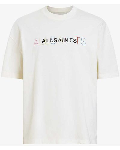 AllSaints Nevada Logo-print Relaxed-fit Organic-cotton T-shirt - White
