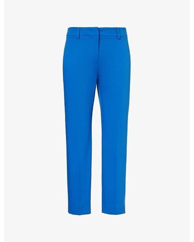 Weekend by Maxmara Cecco Mid-rise Tapered-leg Stretch-cotton Trousers - Blue