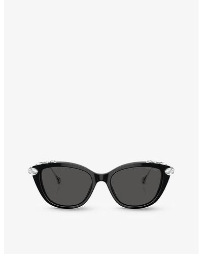 Swarovski Sk6010 Cat-eye Frame Acetate Sunglasses - Black