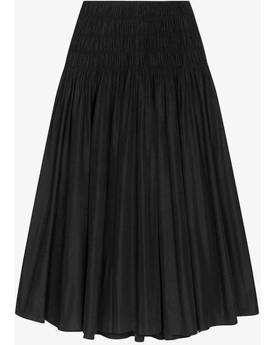 Maje Junnaly Smocked-waist Recycled-polyester Maxi Skirt - Black