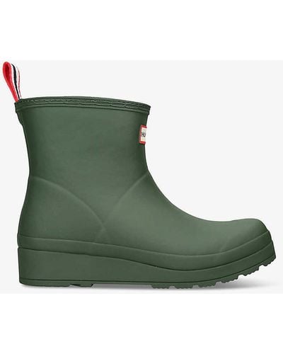 HUNTER Play Borg-lined Short Rubber Wellington Boots - Green