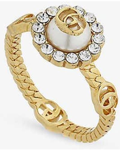 Gucci gg Marmont Double-flower Gold-toned Metal Ring - Metallic
