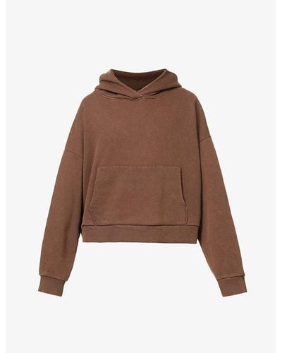 Entire studios Boxy-fit Faded-wash Cotton-jersey Hoody X - Brown