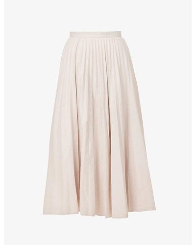 JOSEPH Siddons Pleated Mid-rise Linen-blend Maxi Skirt - Natural