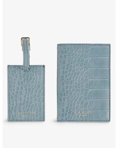 Ted Baker Annitae Croc-effect Faux-leather Passport Holder Set - Blue