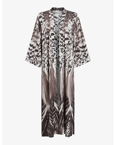 AllSaints Carine Sierra Graphic-print Stretch Woven Kimono - White