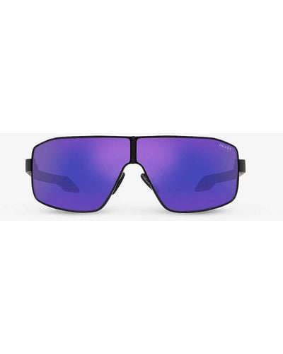 Prada Linea Rossa Ps 54ys Irregular-frame Tinted Lens Polycarbonate Sunglasses - Purple
