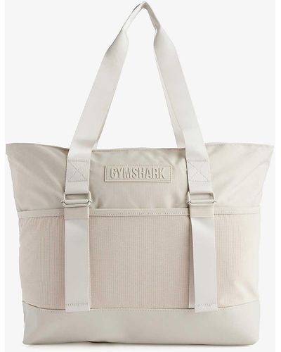 GYMSHARK Everyday Brand-patch Recycled-polyester Tote Bag - White