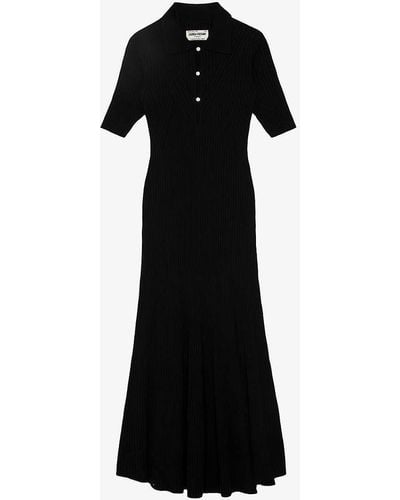 Zadig & Voltaire Lysa Cut-out Knitted Merino-wool Blend Maxi Dress - Black
