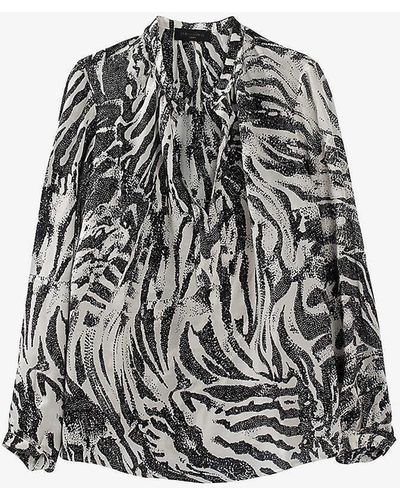 IKKS Pure Edition Zebra-print Woven Blouse - Grey