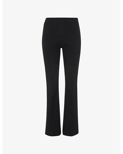 Whistles Flared High-rise Stretch-cotton Trousers - Black