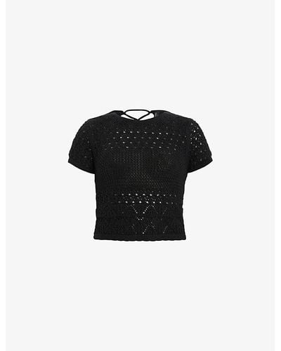 AllSaints Briar Slim-fit Short-sleeve Knitted Top - Black