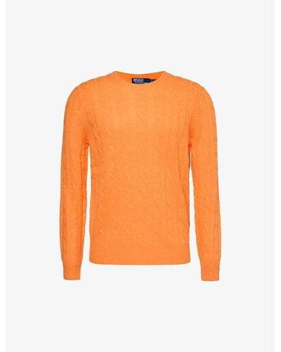 Polo Ralph Lauren Cable-knit Crewneck Cashmere Sweater X - Orange