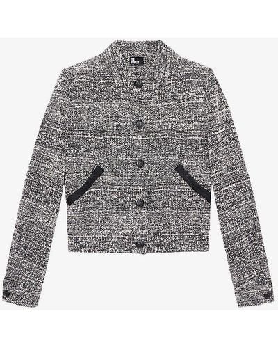 The Kooples Braided Straight-fit Tweed Jacket - Grey