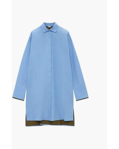 Loewe Turn-up Relaxed-fit Cotton Shirt Dress - Blue