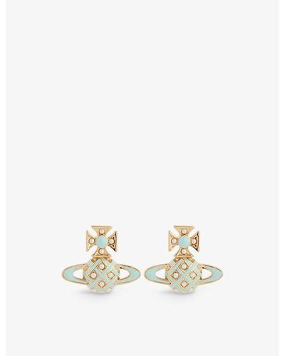 Vivienne Westwood Cassie Brass And Enamel Stud Earrings - White