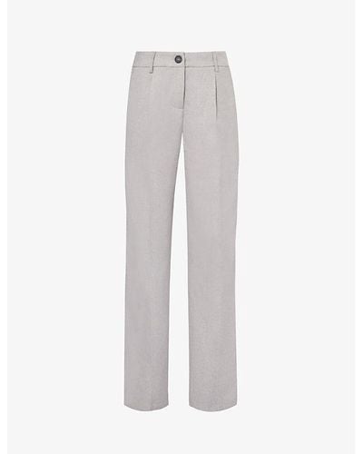 4th & Reckless Taylor Straight-leg High-rise Stretch-woven Trousers - Grey