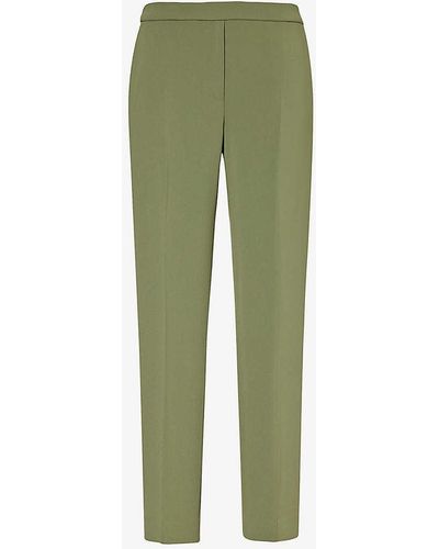 Theory Pressed-crease Tapered-leg Mid-rise Crepe Trousers - Green