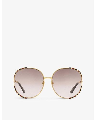 Gucci GG0595S 64 Square-frame Metal Sunglasses - Pink