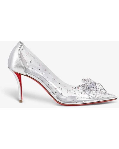 Christian Louboutin Jelly Strass 80 Crystal-embellished Leather And Pvc Heeled Courts - White