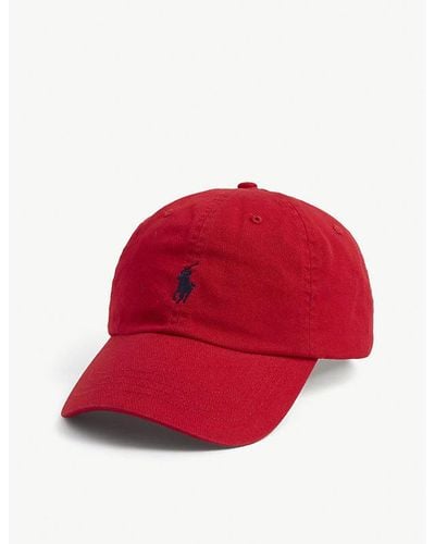 Polo Ralph Lauren Red Blue Pony Logo-embroidered Cotton Cap 1size