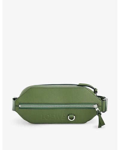 Loewe Convertible Sling Leather Cross-body Bag - Green