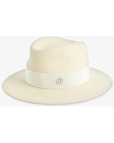 Maison Michel Andre Brand-plaque Wool Hat - Natural