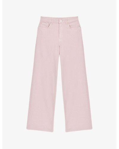 Maje Wide-leg High-rise Stretch-denim Jeans - Pink