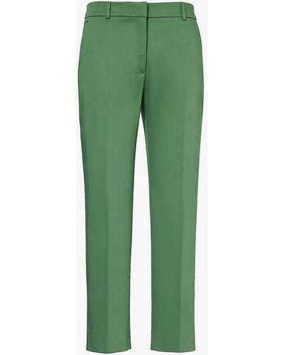 Weekend by Maxmara Gineceo Tapered-leg Mid-rise Stretch-cotton Trousers - Green