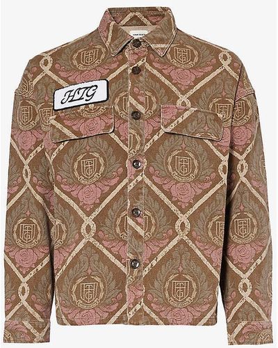 Honor The Gift Work Branded Relaxed-fit Denim Shirt - Brown