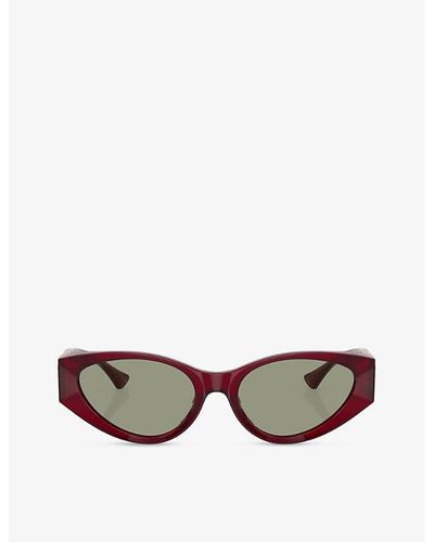 Versace Ve4454 Logo-embellished Acetate Sunglasses - Red