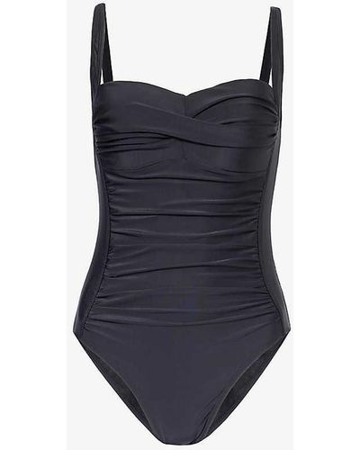 Aspiga Ruched Stretch-recycled Polyester Swimsuit - Blue
