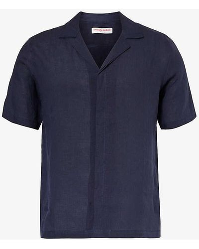 Orlebar Brown Maitan Split-hem Regular-fit Linen Shirt Xx - Blue