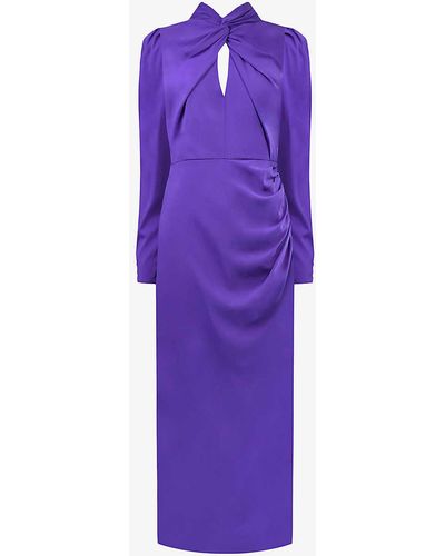 Ro&zo Allegra Twist-front Woven Maxi Dress - Purple