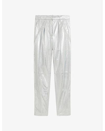 IRO Nil Carrot-leg High-rise Leather Trousers - White