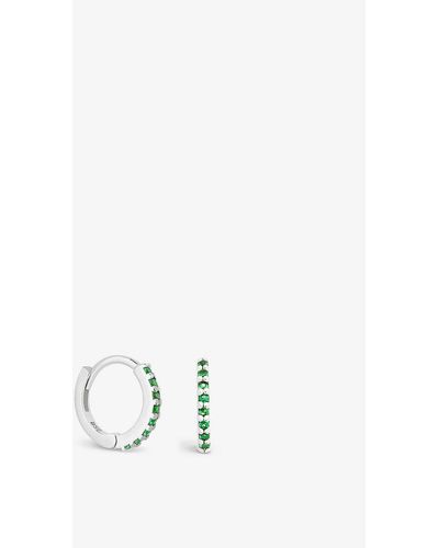 Astrid & Miyu Emerald Green Rhodium-plated Sterling And Cubic Zirconia huggie Earring - Metallic