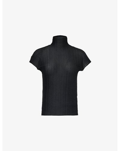 Issey Miyake Pleated Knitted Top - Black