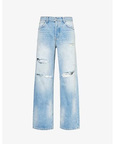 NAHMIAS Distressed Straight-leg Mid-rise Jeans - Blue