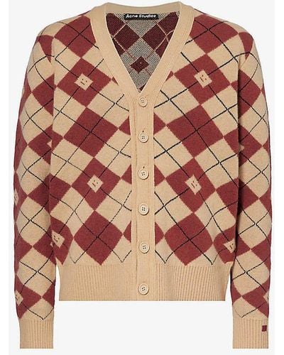 Acne Studios Kwanny Argyle-pattern Wool-blend Cardigan - Multicolour